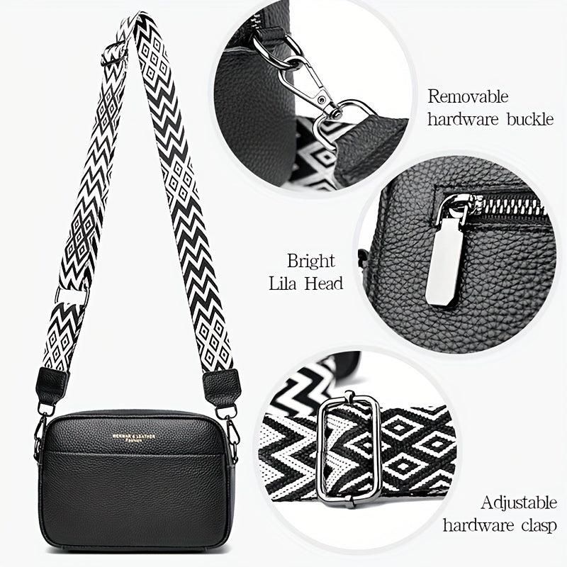 Small Leather Crossbody Bag with Guitar Strap for Women