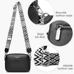 Small Leather Crossbody Bag with Guitar Strap for Women