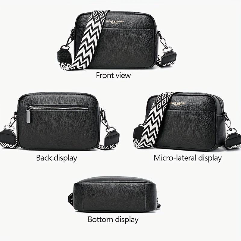 Small Leather Crossbody Bag with Guitar Strap for Women