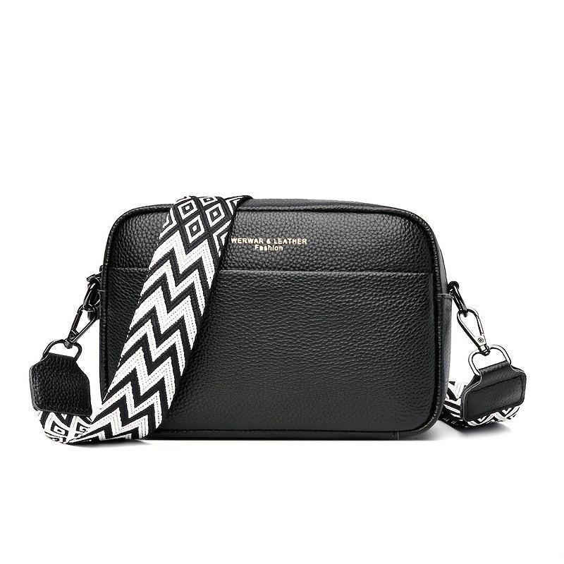 Small Leather Crossbody Bag with Guitar Strap for Women