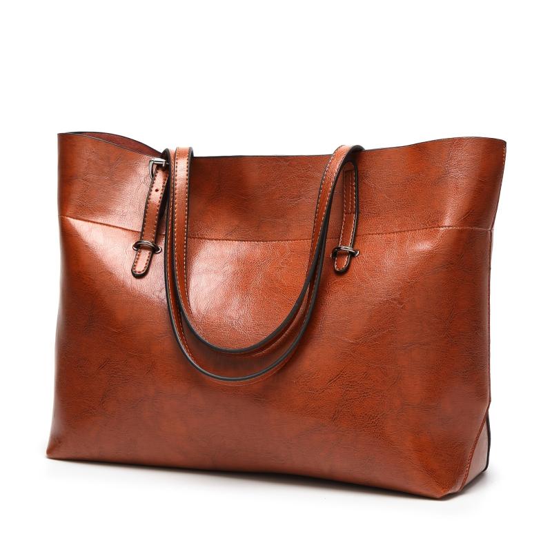 Vintage Faux Leather Shoulder Bag Large Capacity Tote Bag