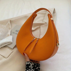 Vintage Top Handle Hobo Bag Faux Leather Zipper Purse