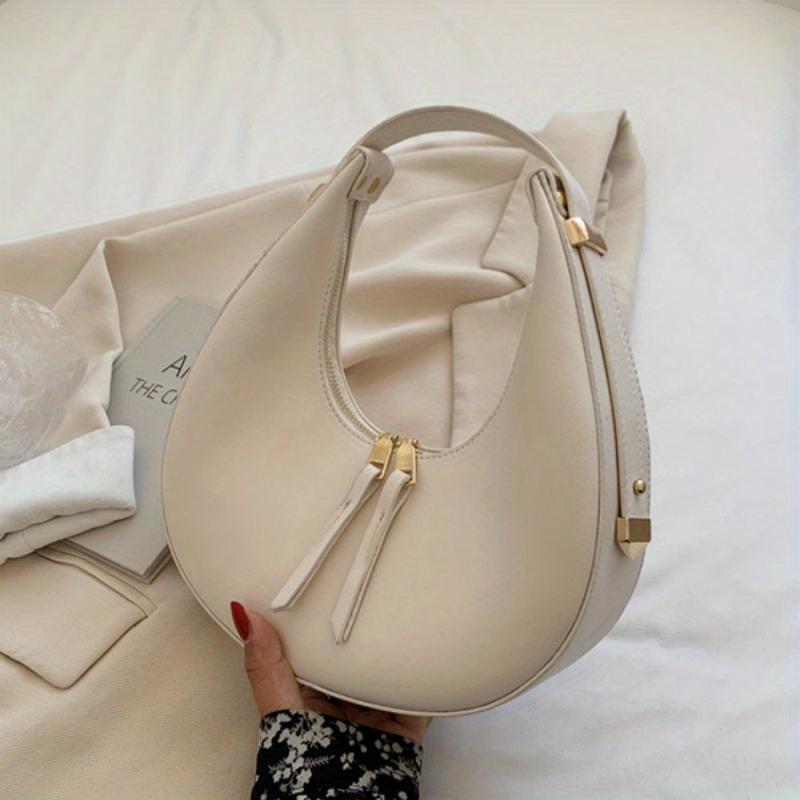 Vintage Top Handle Hobo Bag Faux Leather Zipper Purse
