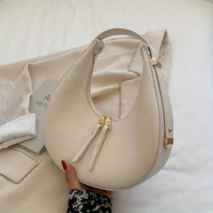 Vintage Top Handle Hobo Bag Faux Leather Zipper Purse