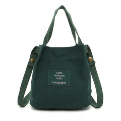 Letter Patched Decor Canvas Bag All match Bucket Bag