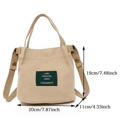 Letter Patched Decor Canvas Bag All match Bucket Bag