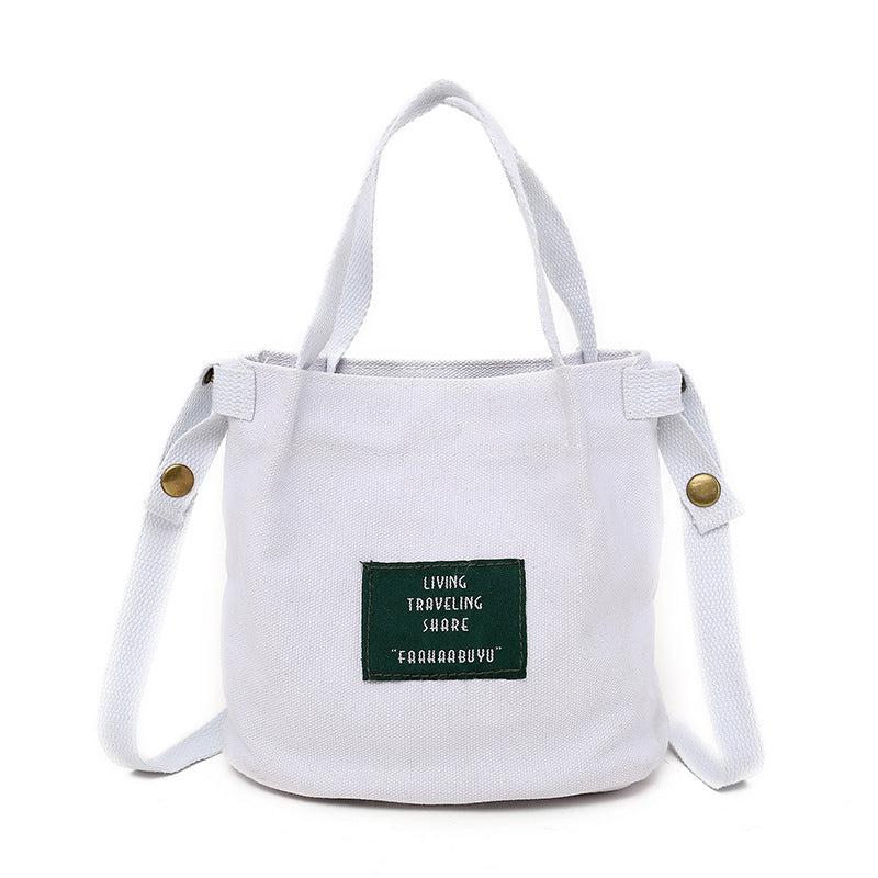 Letter Patched Decor Canvas Bag All match Bucket Bag