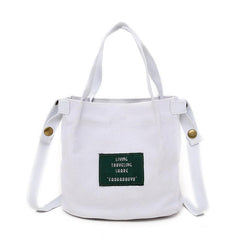 Letter Patched Decor Canvas Bag All match Bucket Bag