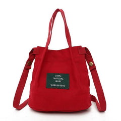 Letter Patched Decor Canvas Bag All match Bucket Bag