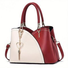 Colorblock Tote Shoulder Bag Satchel Handbag With Tassel