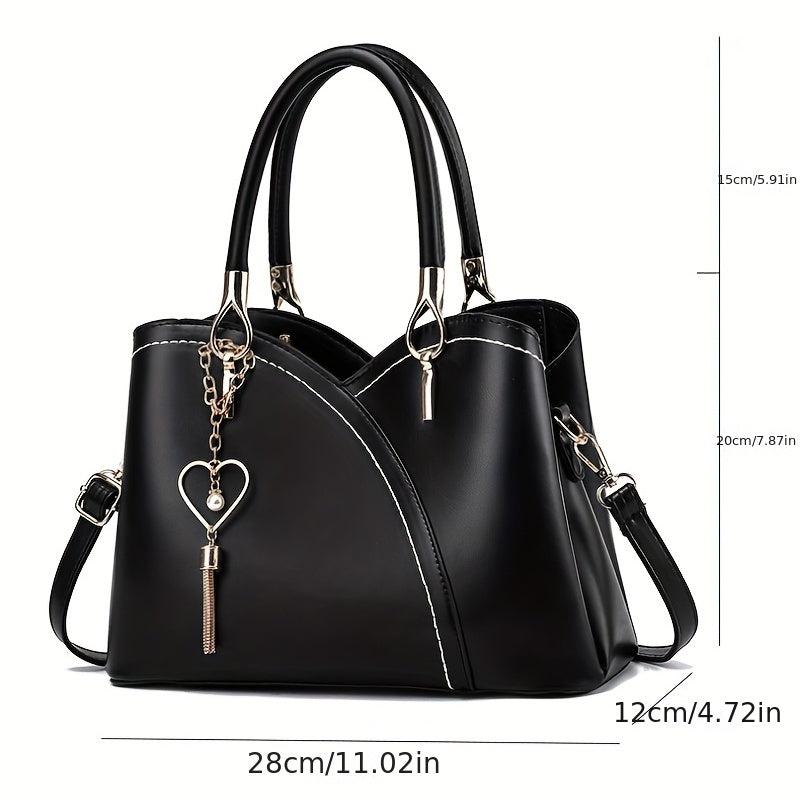 Colorblock Tote Shoulder Bag Satchel Handbag With Tassel