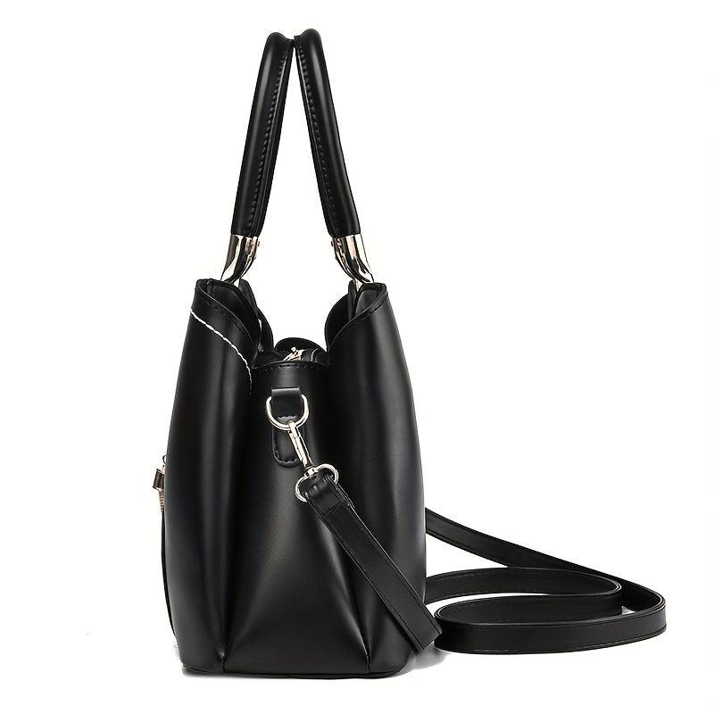 Colorblock Tote Shoulder Bag Satchel Handbag With Tassel