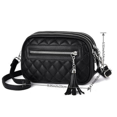 Argyle Quilted Crossbody Bag Small Tassel Vintage Purse