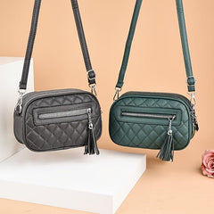 Argyle Quilted Crossbody Bag Small Tassel Vintage Purse