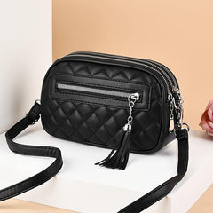 Argyle Quilted Crossbody Bag Small Tassel Vintage Purse