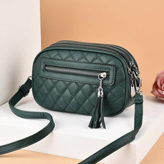 Argyle Quilted Crossbody Bag Small Tassel Vintage Purse