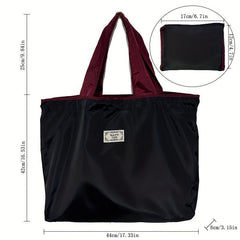 Large Capacity Drawstring Tote Bag Nylon Durable Lightweight Shoulder Bag
