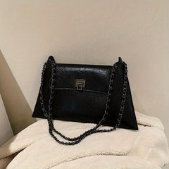 Vintage Chain Flap Square Purse Women's PU Leather Shoulder Bag