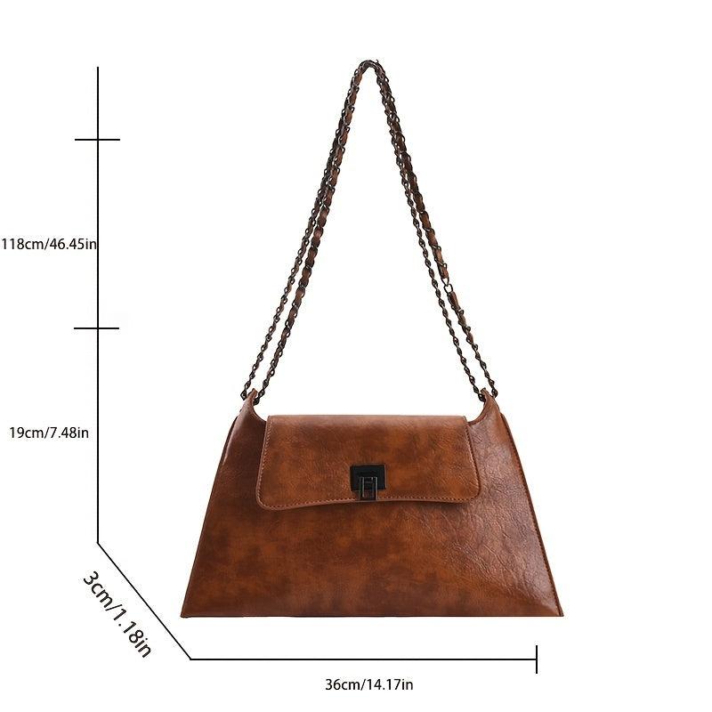 Vintage Chain Flap Square Purse Women's PU Leather Shoulder Bag