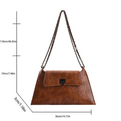 Vintage Chain Flap Square Purse Women's PU Leather Shoulder Bag