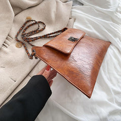 Vintage Chain Flap Square Purse Women's PU Leather Shoulder Bag