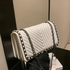 Chevron Quilted Crossbody Bag Square Purse for Women