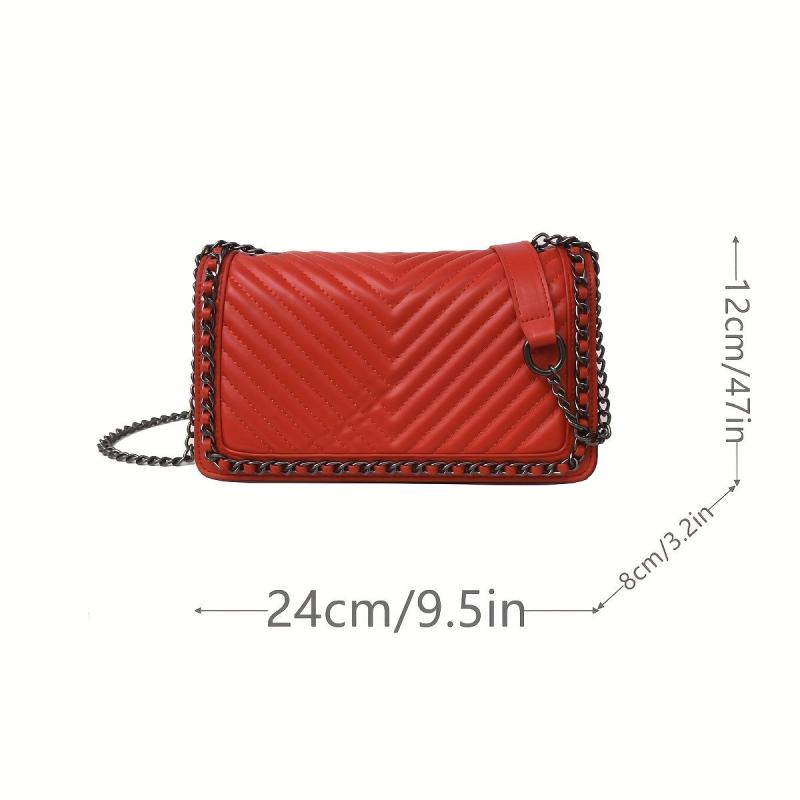 Chevron Quilted Crossbody Bag Square Purse for Women