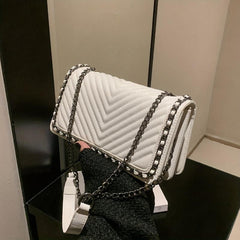 Chevron Quilted Crossbody Bag Square Purse for Women
