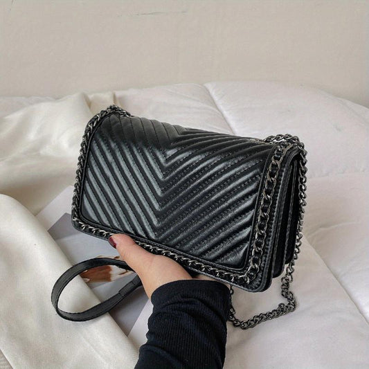 Chevron Quilted Crossbody Bag Square Purse for Women