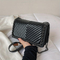 Chevron Quilted Crossbody Bag Square Purse for Women