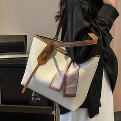 Large Capacity Tote Bag PU Leather Handbags Versatile Shoulder Bag