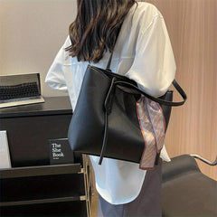 Large Capacity Tote Bag PU Leather Handbags Versatile Shoulder Bag