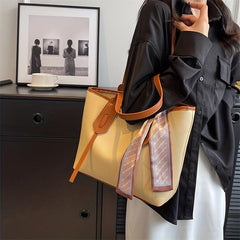 Large Capacity Tote Bag PU Leather Handbags Versatile Shoulder Bag