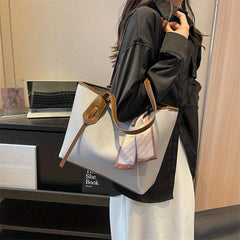 Large Capacity Tote Bag PU Leather Handbags Versatile Shoulder Bag