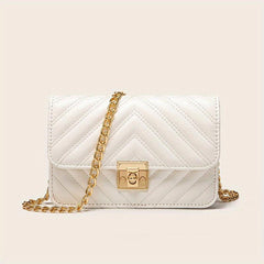 Quilted Flap Chain Square Bag Faux Leather Purse Shoulder Bag