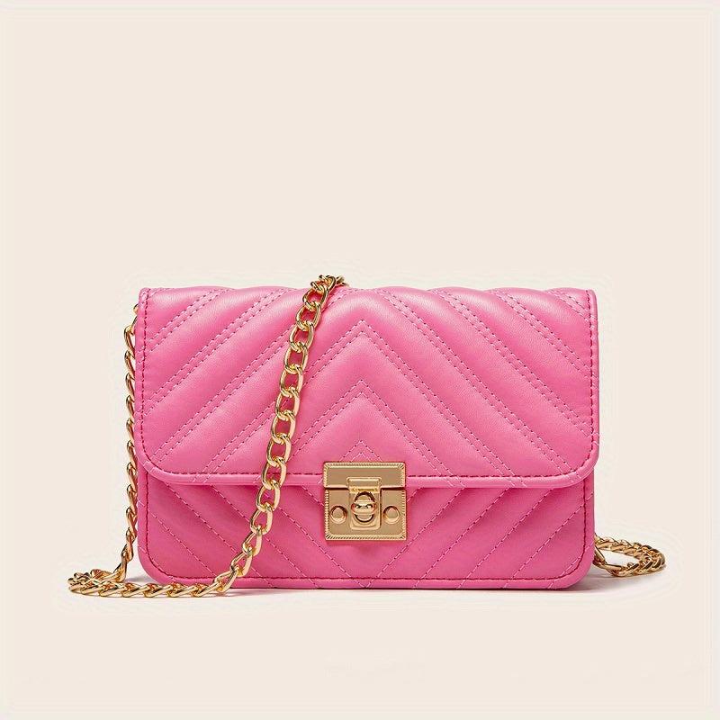 Quilted Flap Chain Square Bag Faux Leather Purse Shoulder Bag