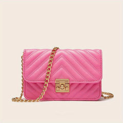 Quilted Flap Chain Square Bag Faux Leather Purse Shoulder Bag