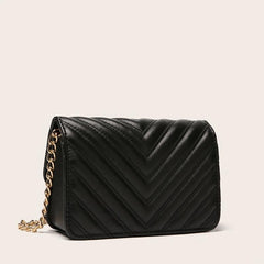 Quilted Flap Chain Square Bag Faux Leather Purse Shoulder Bag