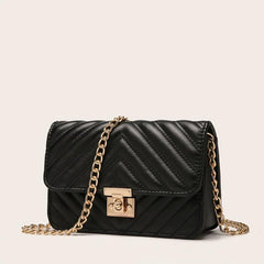 Quilted Flap Chain Square Bag Faux Leather Purse Shoulder Bag