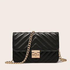 Quilted Flap Chain Square Bag Faux Leather Purse Shoulder Bag