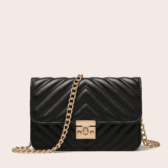 Quilted Flap Chain Square Bag Faux Leather Purse Shoulder Bag