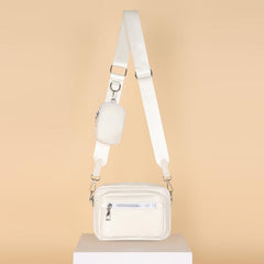 Minimalist Zipper Square Bag Shoulder Bag With Mini Coin Purse