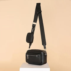 Minimalist Zipper Square Bag Shoulder Bag With Mini Coin Purse