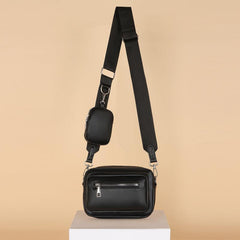 Minimalist Zipper Square Bag Shoulder Bag With Mini Coin Purse