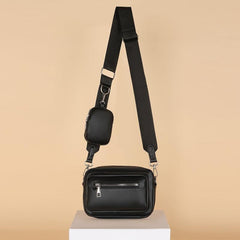 Minimalist Zipper Square Bag Shoulder Bag With Mini Coin Purse