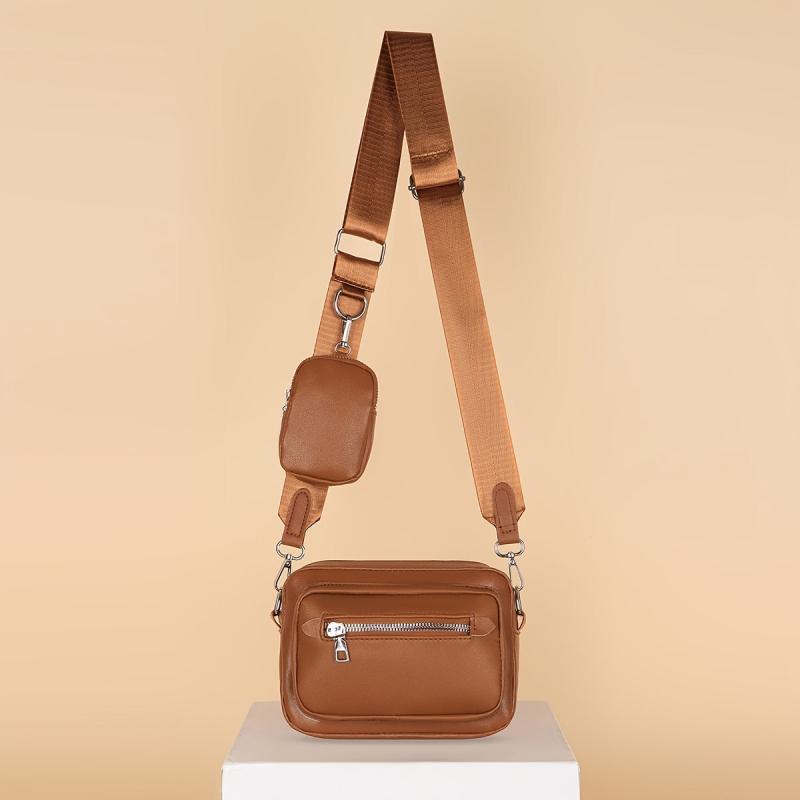 Minimalist Zipper Square Bag Shoulder Bag With Mini Coin Purse