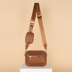 Minimalist Zipper Square Bag Shoulder Bag With Mini Coin Purse