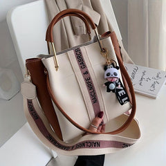 Letter Graphic Satchel Purse Crossbody Bag For Women PU Leather Bucket Handbag