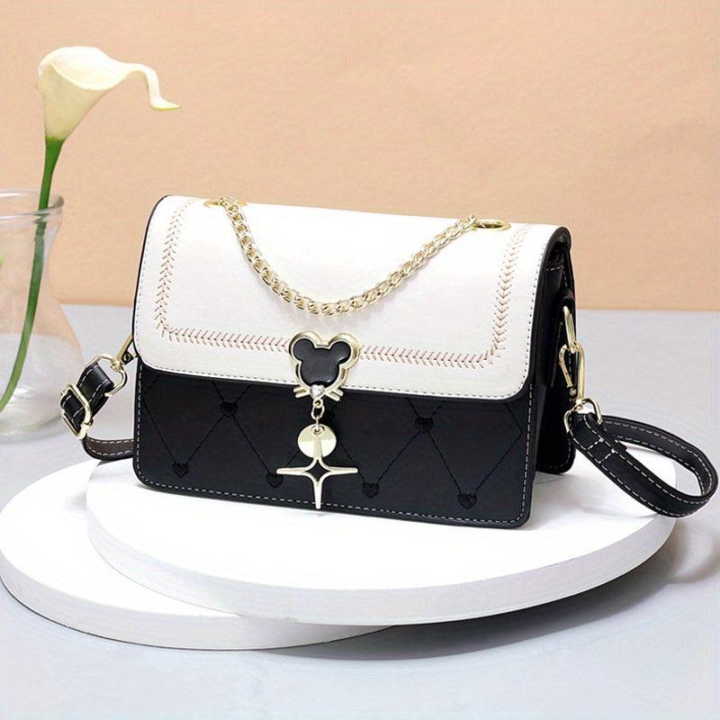 Love Heart Embroidery Shoulder Bag Women's Chain Crossbody Purse