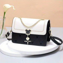Love Heart Embroidery Shoulder Bag Women's Chain Crossbody Purse